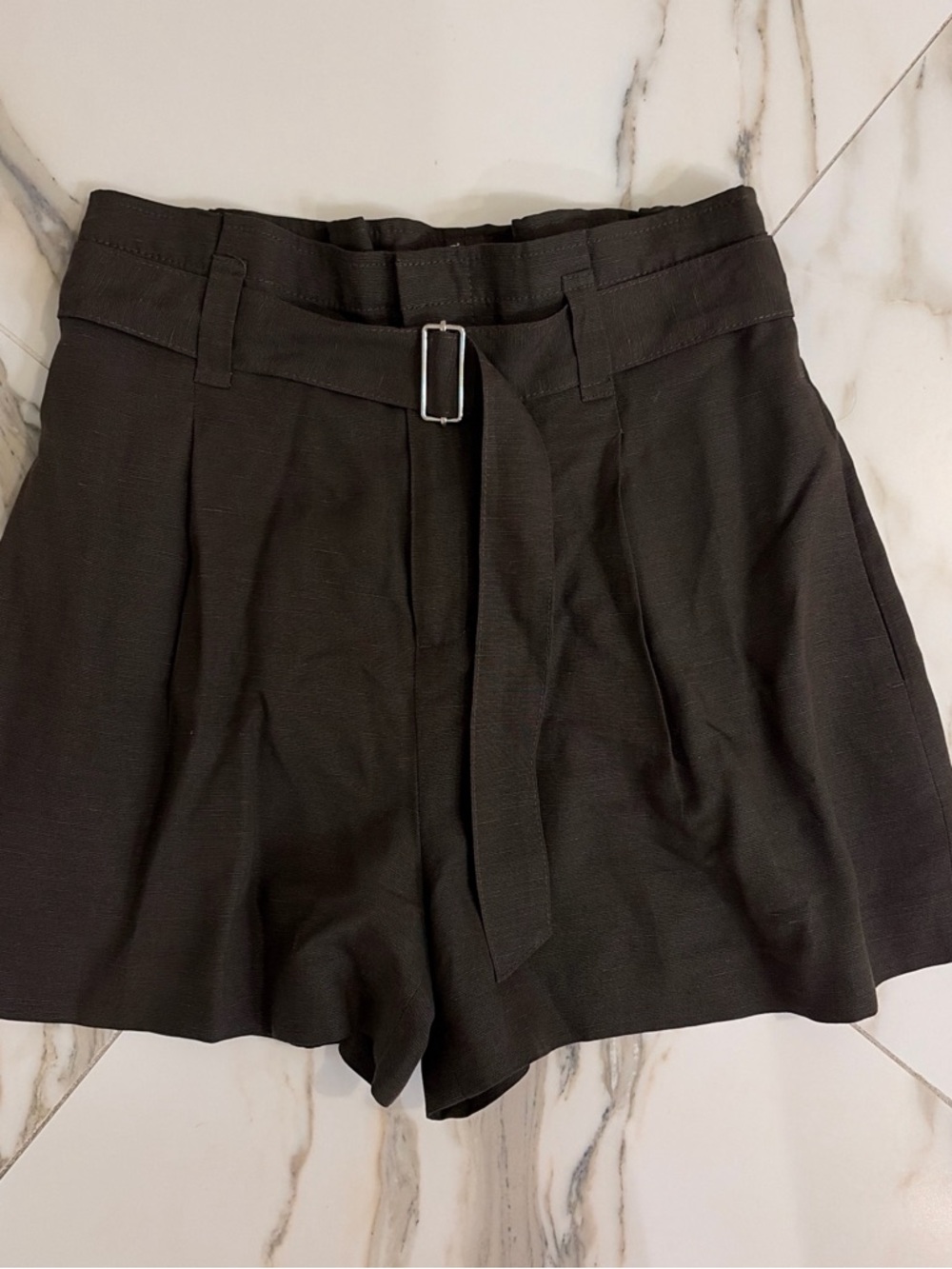Club Monaco High-Waist Belted pleated Shorts